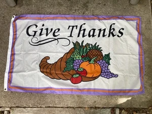 DURA-LITE Flag Thanksgiving Give Thanks 3' x 5' Grommets Vibrant Colors Made USA - Picture 1 of 8