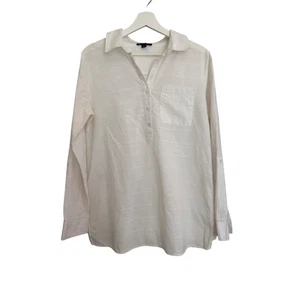 Tommy Hilfiger Shirt Womens Medium White Half Button Front Long Sleeve - Picture 1 of 9