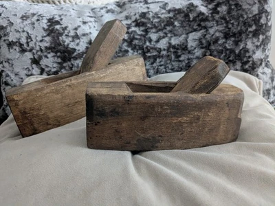 Vintage Carpenters Wood Coffin Planes Woodworking Hand Tool Toothed Blade - Image 1 of 4