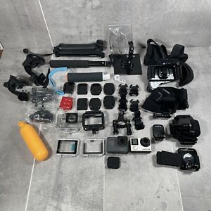 GoPro HERO6 Black + HERO4, Carrying Case, Mounts, Grips. Tested And Working!