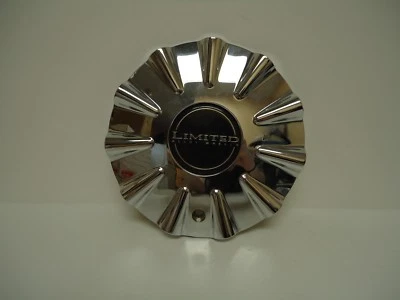 LIMITED ALLOY WHEELS CAP-WHEEL/RIM Chrome Center Cap- # A-714 NEW-1EA-black logo - Image 1 of 3