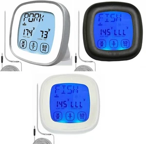 Barbecue Digital Meat food kitchen Cook Thermometer Timer Stainless Steel Probes - Picture 1 of 16