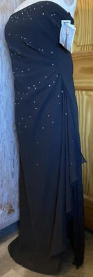 1990s Vintage Jessica McClintock Black Evening Dress With Rhinestones Sz 4 NOSWT - Image 1 of 4
