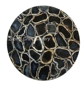 21" Black Agate Coffee table Top semi precious stones Work Handmade Home decor - Picture 1 of 1