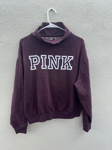 Sudadera ROSA Victorias Secret Mujer Talla XS Granate Cuello Alto Pullover Logo - Imagen 1 de 13
