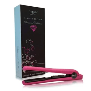 ISO Beauty Diamond Collection Ceramic Flat Iron Hair Straightener 1.25" - Pink - Picture 1 of 1