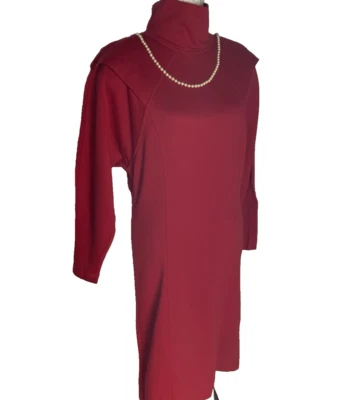Vintage 1980's sz 38/8-10 Escada RED Dress New Wool by Margaretha Ley W. Germany - Image 1 of 4