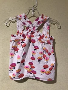Janie and Jack Sleeveless Criss Cross Floral Top Shirt Button Back Ruffle Sz 5 - Picture 1 of 4