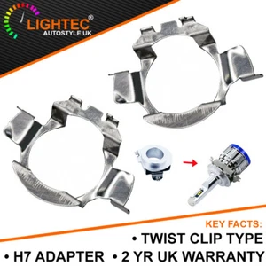 2 H7 LED Adapter Holder Retainer Headlight Bulb Mercedes Ford Audi VW Twist Clip - Picture 1 of 9