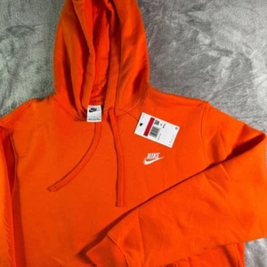 Nike Hoodie Pullover Sweatshirt Embroidered Logo Orange Casual Activewear L - Picture 1 of 9
