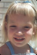 Little Girl Smiling Portrait Blonde Hair 1960 60s Vintage 35mm Kodachrome Slide