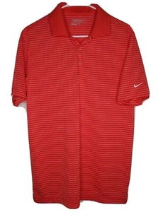 Nike Tour Performance Mens Short Sleeve Polo Size Small Red with White Stripes - Picture 1 of 5