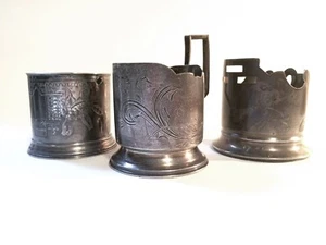 Art Nouveau Impirial Russian 84 Silver Tea Glass Cup Holders 875 Sterling Moscow - Picture 1 of 10