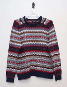 Lands' End Sweater Size Large 42-44 Men's Fair Isle Cotton Poly Wool Blend Knit - Picture 1 of 13