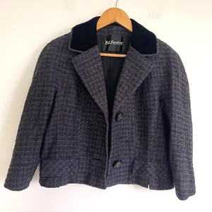 Vintage Holt Renfrew Women Blazer Jacket Size M Purple Tweed Button Close - Picture 1 of 4