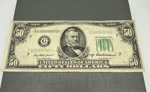 1950 B Series $50 Chicago Federal Reserve Star * Note Bill Low Serial Number - Picture 1 of 8