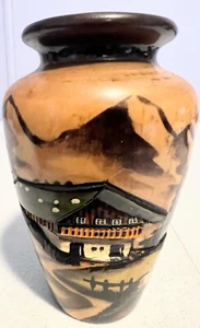 Vintage Herbert Kopf Oberammergau Germany Hand Carved/Painted Wood Vase - Picture 1 of 6