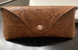 Ralph Lauren Brown Tooled Leather Western Style Sunglasses Glasses Eyeglass Case