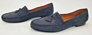 David Eden Mens Aviva Loafer Shoes Black Leather Mock Toe Tasseled Slip Ons 16M - Picture 1 of 11