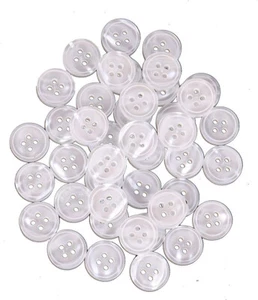 4 Hole WHITE Buttons Used in Sewing, Tailoring, Shirts, Tshirts, Dress - Picture 1 of 3