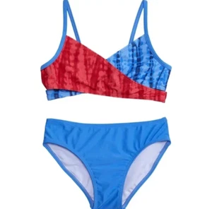 GIRLS Bikini Swim Suit Size 16 O'Rageous FIrecracker Tie Dye 2 Pc July 4 - Picture 1 of 10