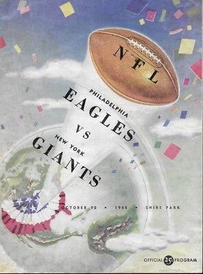 RARE 1948 Philadelphia Eagles vs. New York Giants Football Game Program 10/10/48 - Image 1 of 2