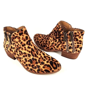 Gianni Bini Tinslea Booties Womens 7.5 Brown Leopard Print Calf Hair Ankle Boots - Picture 1 of 13