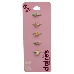 Juego de 5 anillos de esmalte ajustables Claires Club Girls corazón estrella luna corona - Imagen 1 de 7