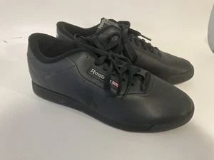 Reebok Classic Shoes Black Leather Athletic Sneakers Womens US 10 EUR 41  - Picture 1 of 10