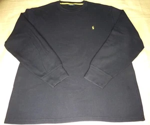 Polo Ralph Lauren Pullover Sweatshirt Sleepwear Thermal Waffle Knit Navy Blue XL - Picture 1 of 9