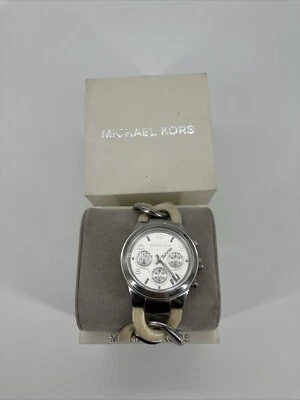 Michael Kors Runway Twist Chronograph Silver Women Watch MK4263 Needs Battery*. - Image 1 of 4