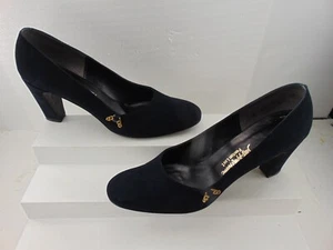  Saks Fifth Avenue Fenton Last, Navy Suede Leather Sz.8 AA or narrow! - Picture 1 of 6