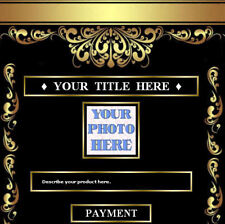 AUCTION TEMPLATE Black With Gold Flourishes Design Border - FREE Shipping