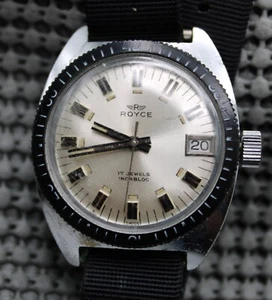 Royce Diver Automatic Date 35mm Mens Wrist Watch Vintage Original RUNS - Picture 1 of 10
