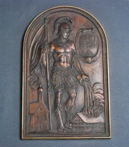 BRONZE  Platte WANDTAFEL um 1970   ** SANKT FLORIAN **   1150g - Bild 1 von 7