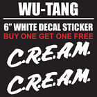 Wu Tang cremefarbene Streetwear 6" weiße Vinyl-Aufkleber Aufkleber - BOGO