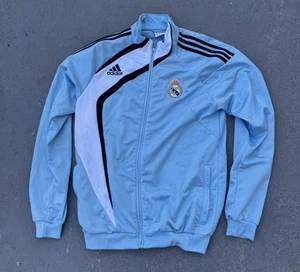 Adidas Real Madrid Soccer Jacket Light Blue with Club Crest 2009 Size Large - Picture 1 of 14