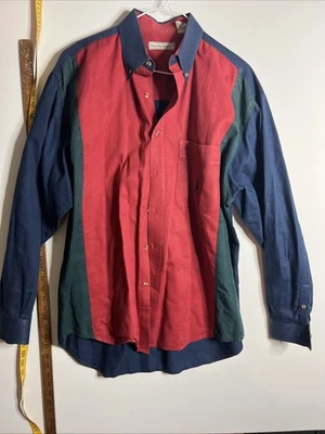 Vintage Bugle Boy Company Shirt Mens Large Colorblock Button Front Casual 90s - Image 1 of 4
