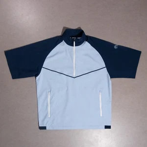NWT FootJoy Zephyr Temposeries Zip S/S Windshirt Blue Golf Pullover Men’s Medium - Picture 1 of 8