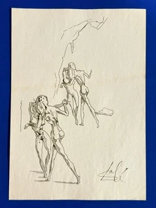 Salvador Dali (Handmade) Drawing on antique paper Signed and Sealed. - Picture 1 of 2
