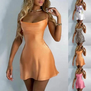 Beautiful Women's Satin Bodycon Halter Party Club Dress Multiple Colors - Picture 1 of 15