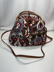 HOBO Darling Damascato Multicolore Arazzo Pelle Tracolla Boho Top Zip - Foto 1 di 10