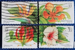US Stamps 1999 Tropical Flowers Set Of 4 Used 33 cent Off Paper #3310-3313 - Picture 1 of 1