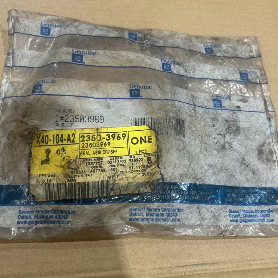 Engine Crankshaft Seal-VIN: F, Eng Code: L65 GM Parts 23503969 NOS - Image 1 of 3