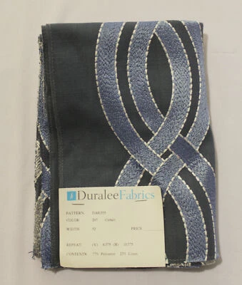Duralee Geometric Fabric Sample DA61333-207 TM8 Cobalt NWT - Image 1 of 3