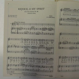choral / vocal score REJOICE O MY SPIRIT bach - james easson UNISON - Picture 1 of 1