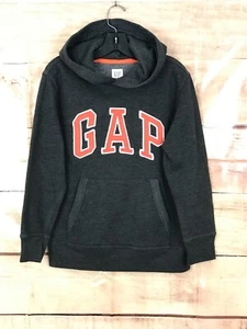 Gap Kids Unisex 8 Gray Sweatshirt Hoodie Orange Embroidery Logo Kangaroo Pocket - Picture 1 of 8