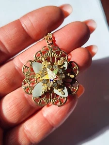 Vtg Masonic Enamel/ Rhinestone Pendant Necklace - Picture 1 of 5