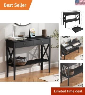 Console Table with Drawers, Narrow Wood Accent Sofa Table Entryway Table with... - Image 1 of 4