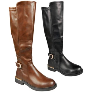 TALLAS GRANDES Botas Media Pantorrilla Cremallera Cómodas Clásicas Brillantes Forradas Damas Mujeres Zapatos Talla - Imagen 1 de 7